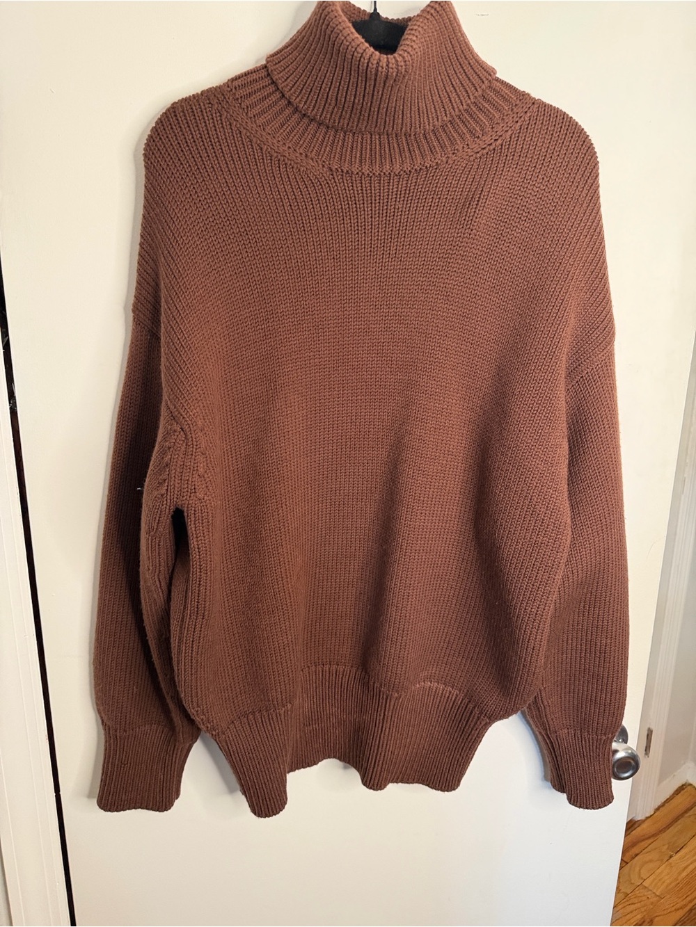 The Row Chunky Ribbed Knit Sweater in Chocolate Brown - Picture 3 of 4